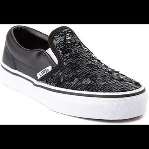 Sequined black checkered Vans